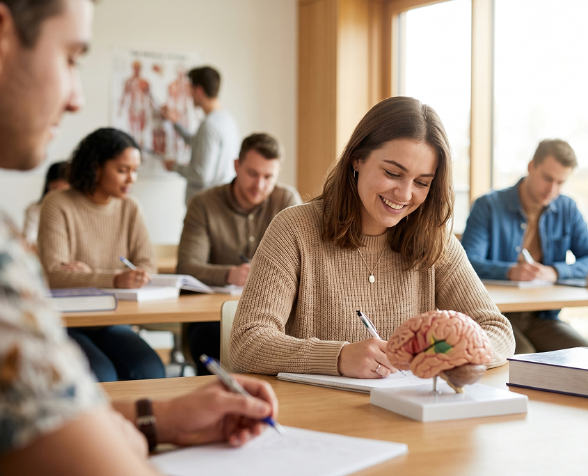 Gaesdonck Kopf Schülerin erledigt Schreibarbeiten in einem Klassenzimmer